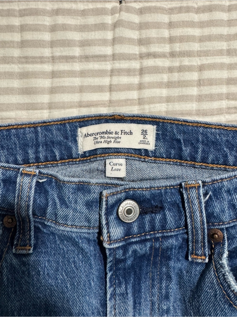 Abercrombie & Fitch Curve Love The 90s Ultra High Rise Straight Jeans - Size 26L - Picture 4 of 8